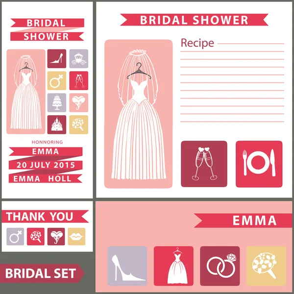 Brautdusche Design-Vorlage Set mit flachen Symbolen — Stockfoto