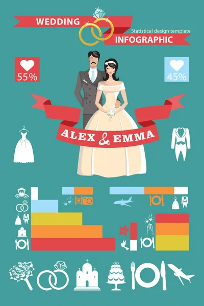 Wedding infographic set. Bride and groom — Stock Photo, Image