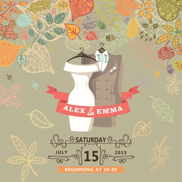 Wedding invitation.Wedding wear,autumn leaves — Stock Photo, Image