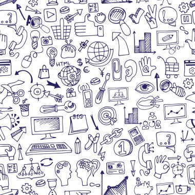 Doodle seo simgeler backgrround. İş zemin