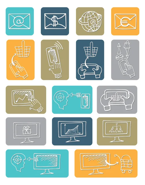 Doodle scheme seo communication with icons — Stock Photo, Image