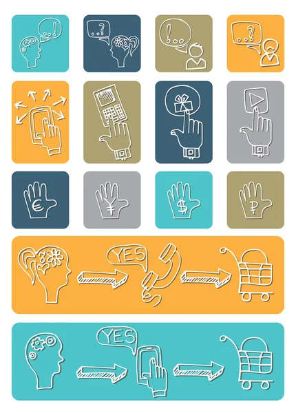 Doodle scheme main activities seo with icons — Stock Photo, Image