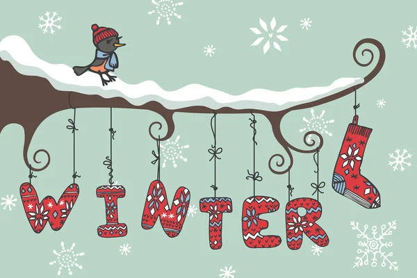 Inverno letras tricotadas — Fotografia de Stock