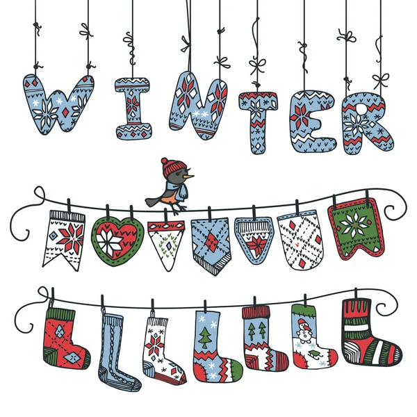 Winter knitted letters — Stock Photo, Image