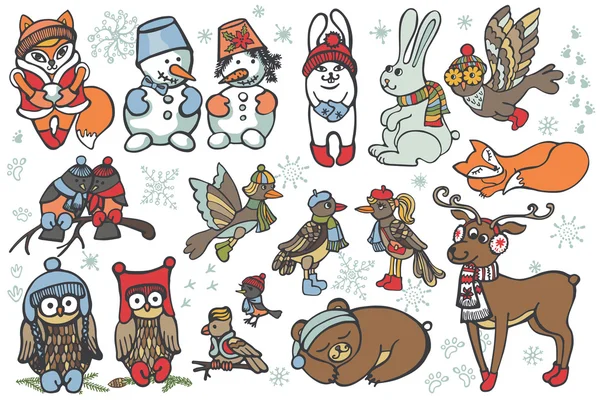 Christmas animals set. — Stock Image Christmas animals set. Stock Photo