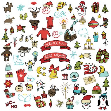 Noel, yeni yıl Icons set.