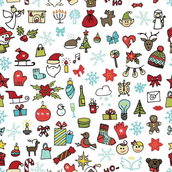 Christmas, new year icons seamless pattern. — Stock Photo, Image