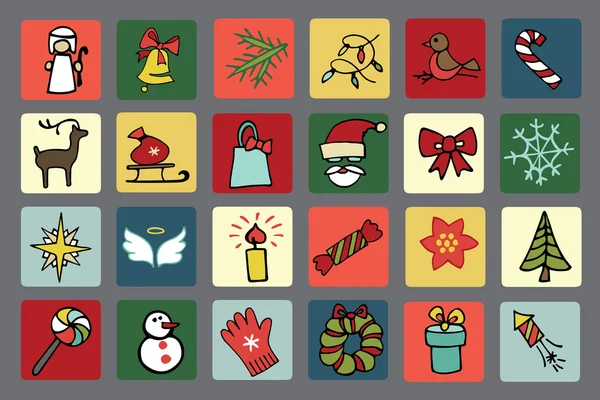 Kerstmis, Nieuwjaar icons set — Stockfoto