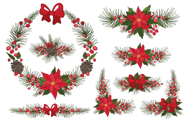 Merry Christmas and New Year Wreaths — Stock Photo, Image