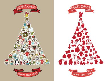 Renkli Noel tebrik kartı