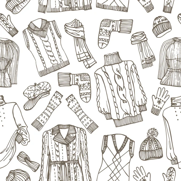 Sketchy Females knitted clothing seamless pattern — Stock Photo, Image