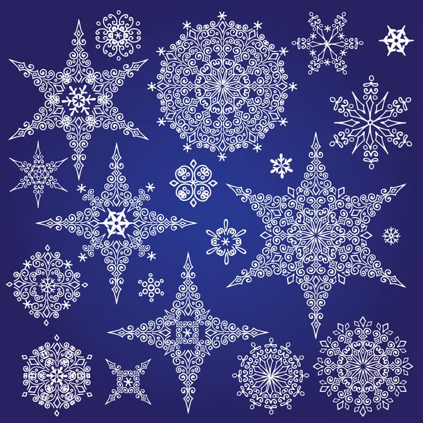 Silhouette Snowflakes winter set — Stock Photo, Image
