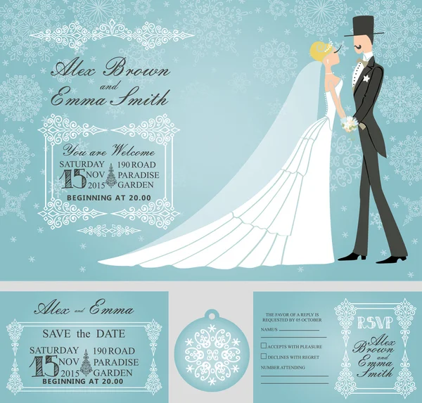 Winter wedding invitation set — Stock Photo, Image