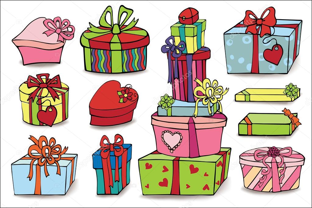 подарок контурный рисунок. подарок мультяшный. новогодние подарки рисовать. открытая подарочная коробка раскраска. коробки с подарками карандашом.