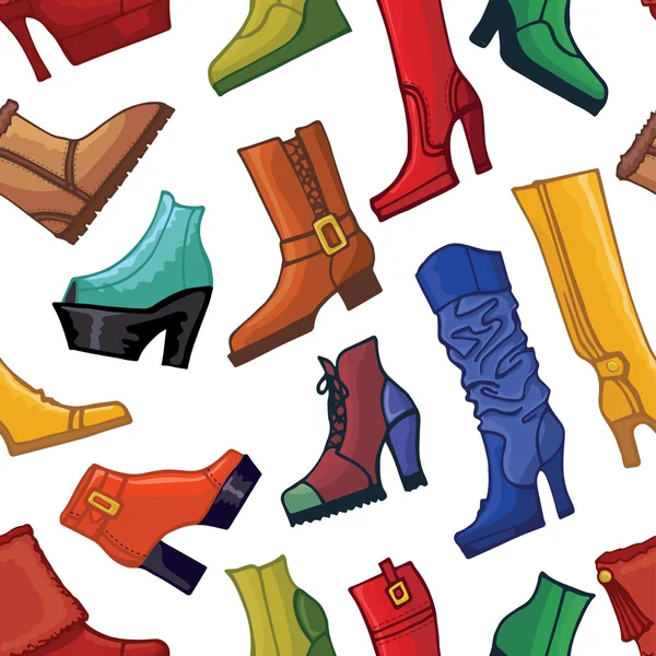 Colored women's boots and shoes seamless pattern — Stock Photo, Image