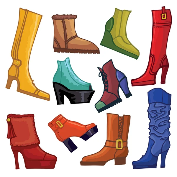 Fashionable colored women's boots and shoes — Stock Photo, Image