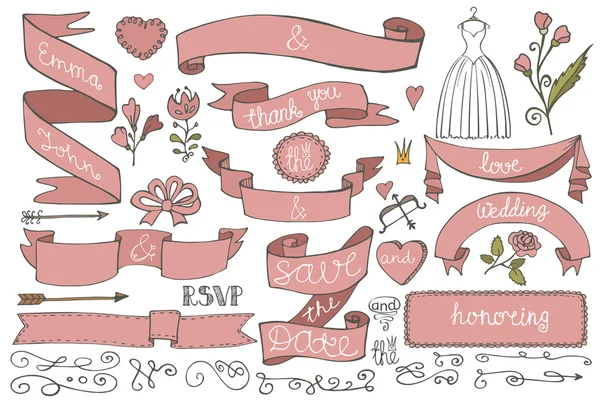 Doodle bridal shower wstążki — Zdjęcie stockowe