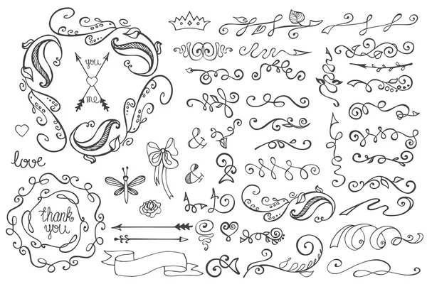 Set di elementi decorativi Doodle . — Foto Stock