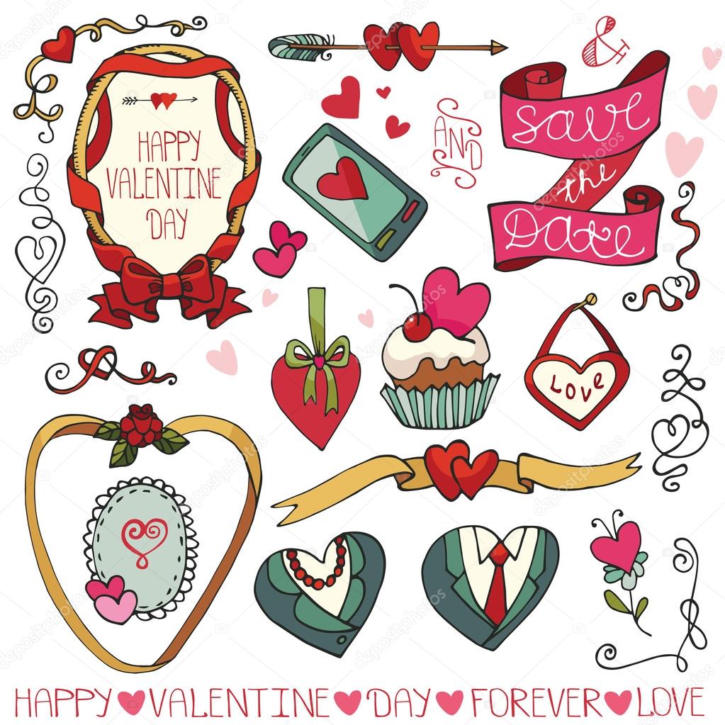 Valentine day elements collection