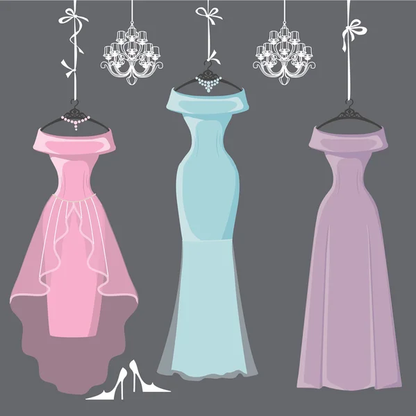 Long bridesmaid dresses — Stock Photo, Image