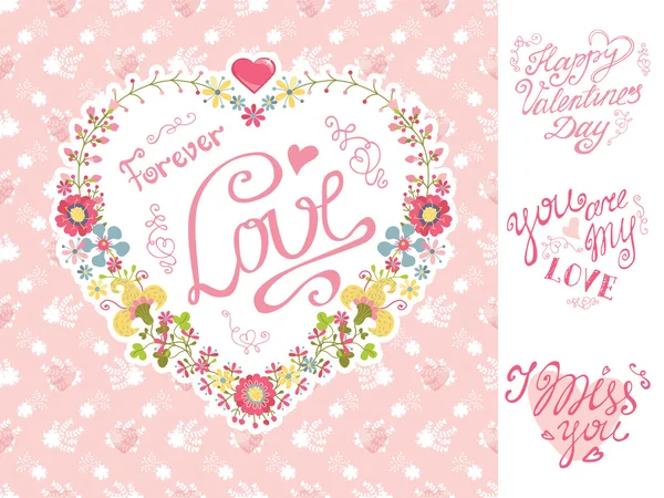 Tarjeta de corazón floral — Foto de Stock