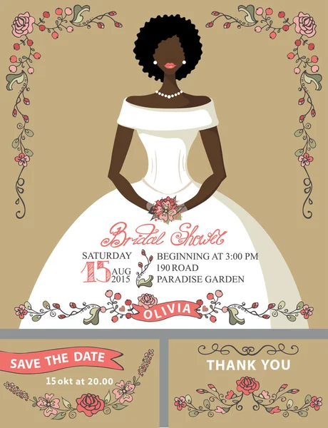 Mulatto bride invitation — Stock Photo, Image