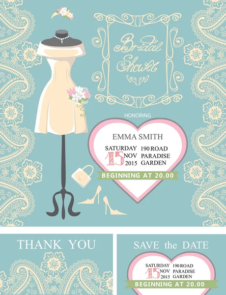 Bridal shower invitation set. — Stock Photo, Image