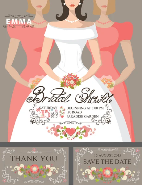 Bridal shower invitation set. — Stock Photo, Image