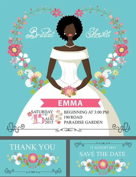 Mulatto bride invitation set. — Stock Photo, Image