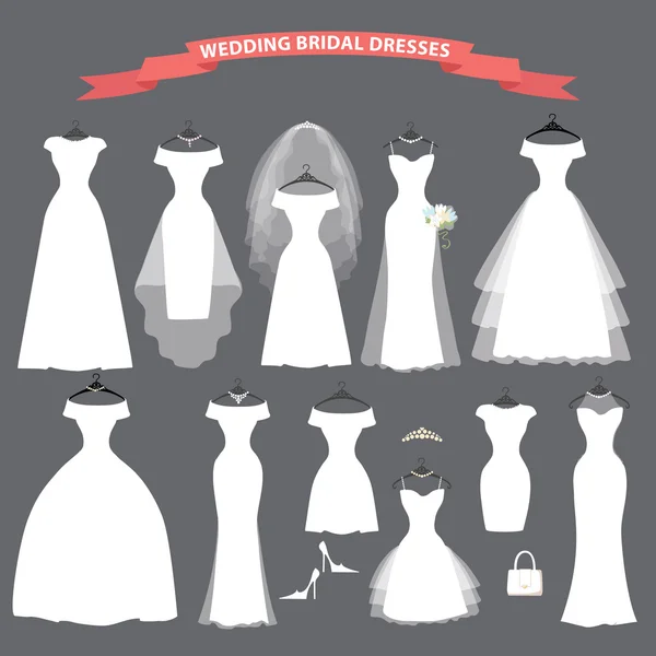 Set of bridal wedding dresses — Stock Photo, Image