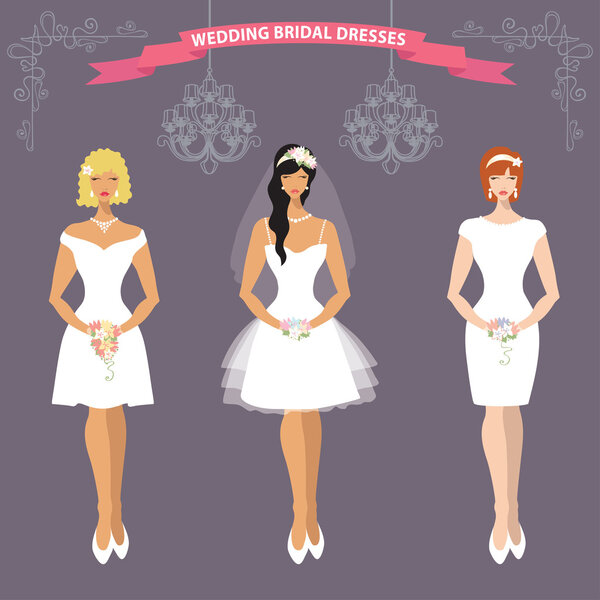 Three brides in Wedding dresses