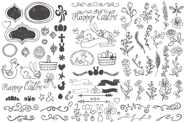 Doodles Pasen decor elementen — Stockfoto