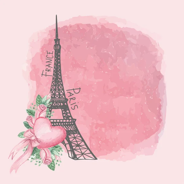 Cartão Paris com Torre Eiffel — Fotografia de Stock