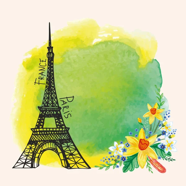 Paris card with Eiffel tower — Stock Photo, Image