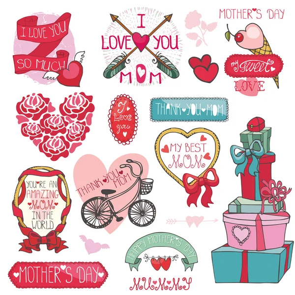 Mothers day decor elements set. — Stock Photo, Image