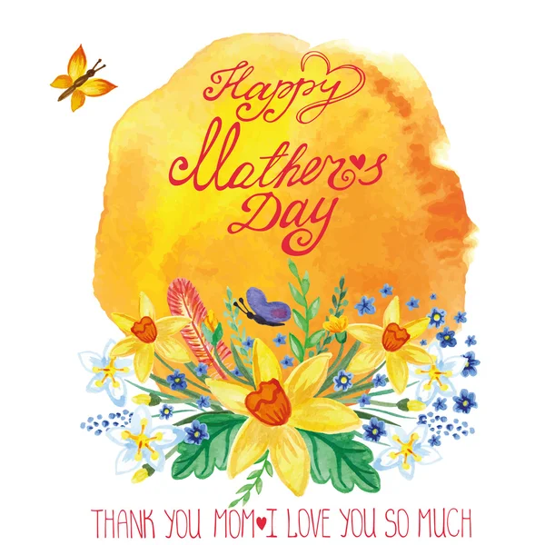 Dzień Matki-karta z bukiet kwiatowy — Zdjęcie stockowe