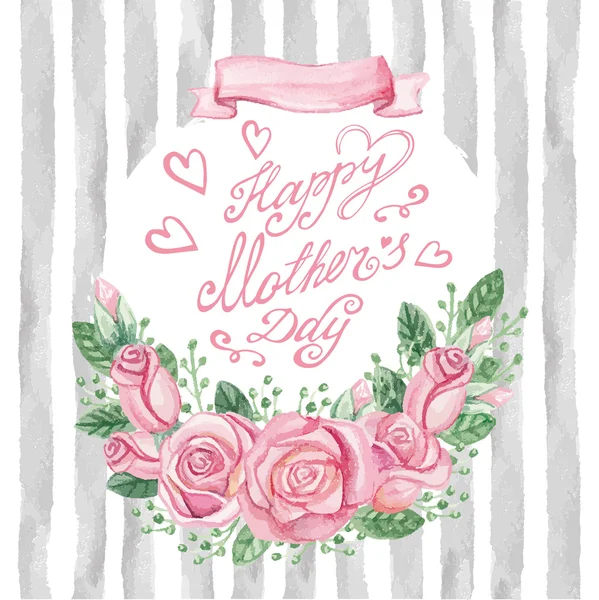 Mother day card with pink roses — Stock Photo, Image