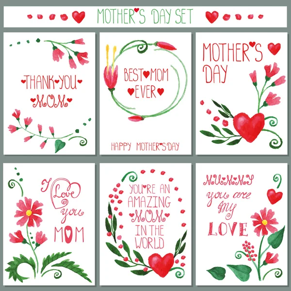 Watercolor  flowers cards set. — Stock Photo, Image