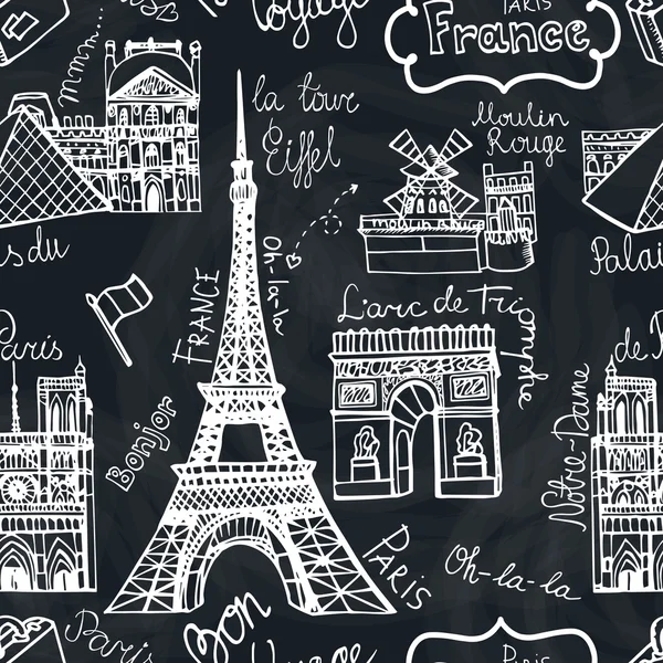 Paris landmark seamless pattern. — Stock Photo, Image