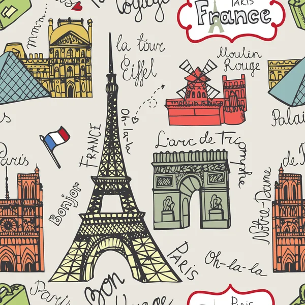 Набор достопримечательностей Парижа . — стоковое фото