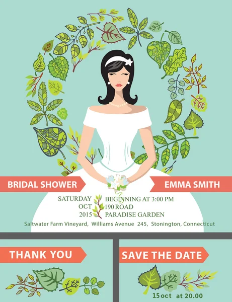 Schattig bruids douche uitnodiging set. — Stockfoto