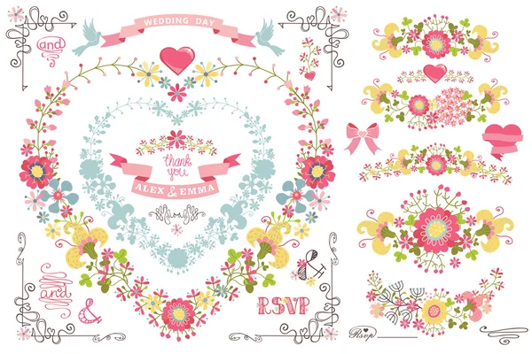 Cute wedding template set. — Stock Photo, Image