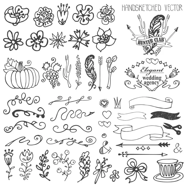 Doodles λουλούδια, brunshes για το λογότυπο — Φωτογραφία Αρχείου