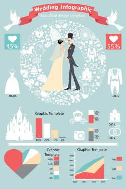 Düğün infographics seti.