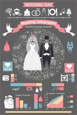 Düğün infographics seti.