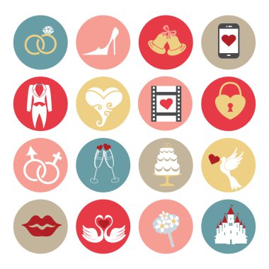 Şirin düğün Icons set