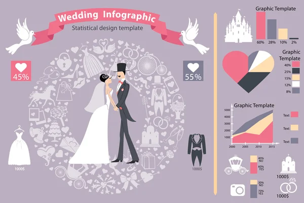 Svatební sada infografika. — Stock fotografie