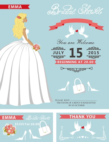 Bridal shower templates set. — Stock Photo, Image