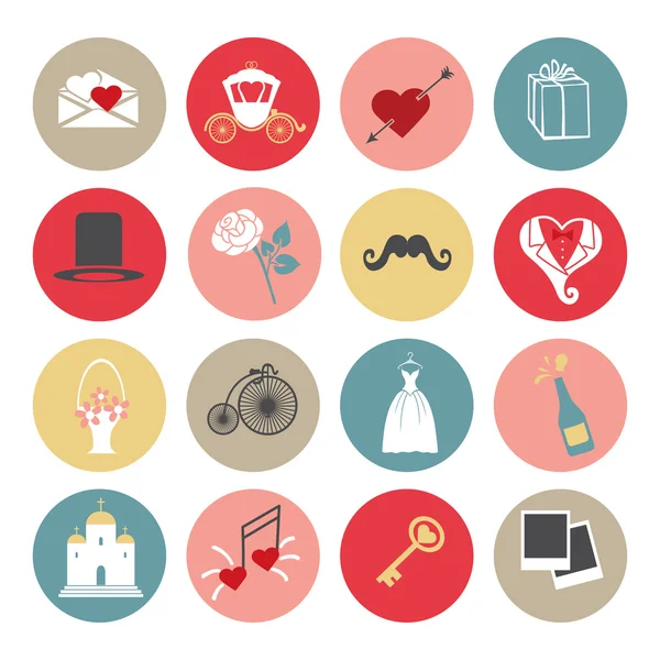 Cute Flat wedding icons — Stock Photo, Image