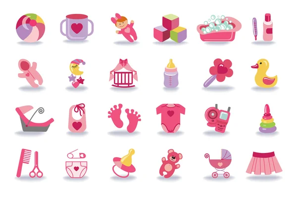 Newborn Baby girl icons set. — Stock Photo, Image